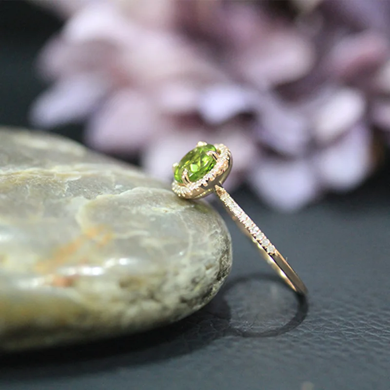 DUPUY женское кольцо для перидот в честь помолвки 7 мм 1.1ct круглая огранка