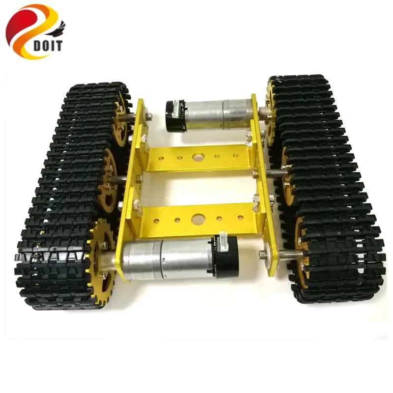 Golden 9V 150rpm DOIT RC металлический робот-танк Шасси Мини T100 гусеничный автомобиль с пластиковой дорожкой 2 мотора для робота платформы RC - Цвет: Golden 9V 150rpm