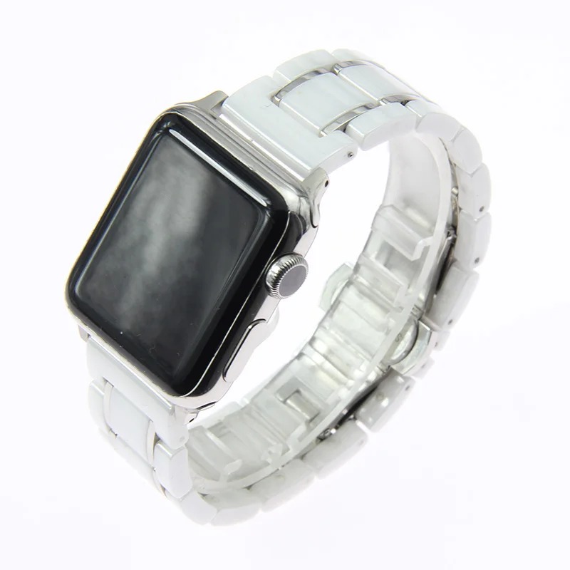 White and Silver 6 цветов модные керамические 22 мм Ремешки для наручных часов для 38/40/42/44 мм серии iwatch качественный мягкий ремешок для часов костюм Apple Watch браслет - Цвет ремешка: White and Silver