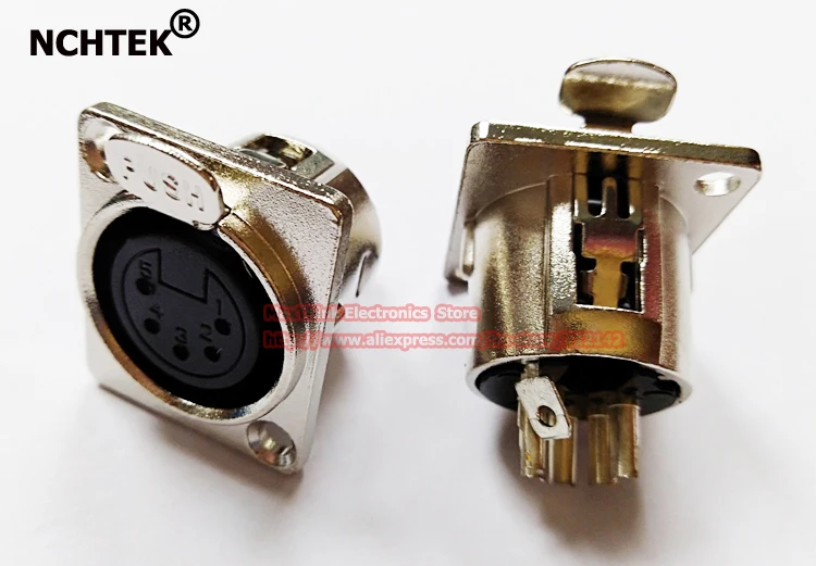 

NCHTEK XLR 5Pin Female Socket Chassis Mount Adapter Connector - Nickel/Free shipping/20PCS
