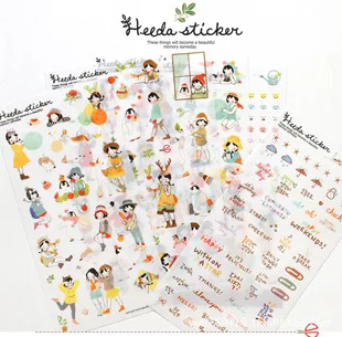

6 sheets/set Kawaii planner Stickers Sweet girl diary note sticker/message sticker/Decoration Label/stationery/wholesale