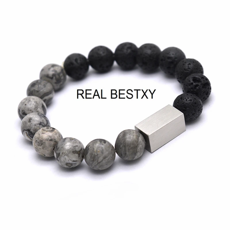 Мужской браслет с логотипом REAL BESTXY 10 мм бусинами модные классические браслеты из