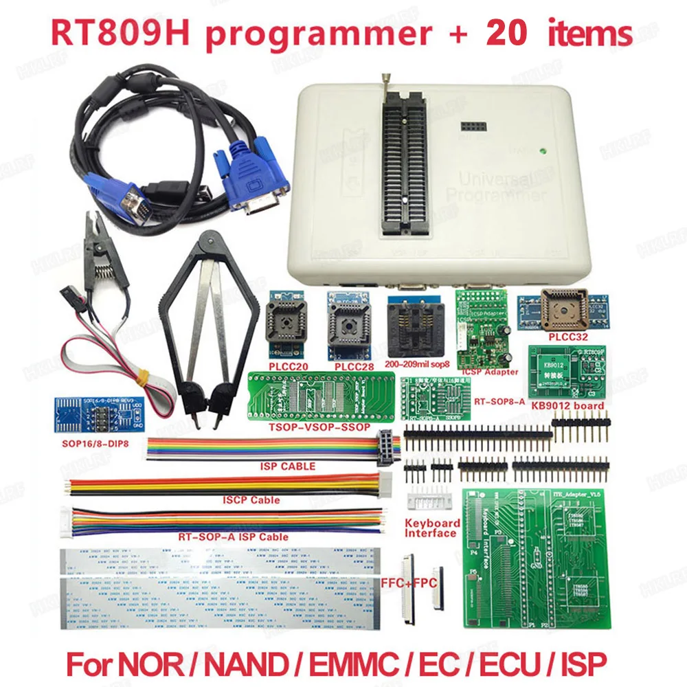Оригинальный Универсальный RT809H EMMC NAND FLASH программатор + 20 элементов с кабелем Nand