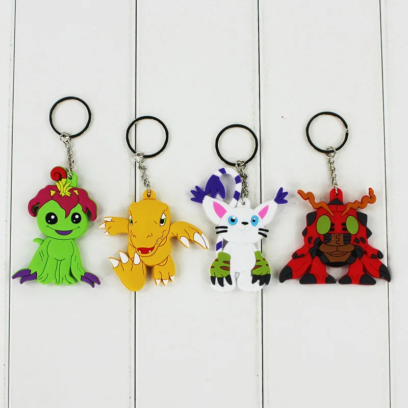 Брелок с подвеской Digimon Adventure 8 шт./лот Agumon Gabumon Patamon Tailmon Gomamon Piyomon PVC|digimon adventure|digimon