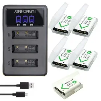 NPBX1-5PAndLED3Ch NP-BX1 Battery NP BX1 Bateria+ 3 Slots Charger for Sony DSC RX1 RX100 AS100V M3 M2 HX300 HX400 HX50 HX60 GWP88 AS15 WX350 camera - Color: NPBX1-5PAndLED3Ch