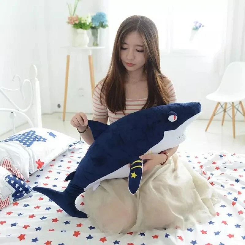 

80cm Large Plush Sharks Toys Stuffed Animals Simulation Big Fish Doll Pillows Cushion Children Kids Birthday Gifts