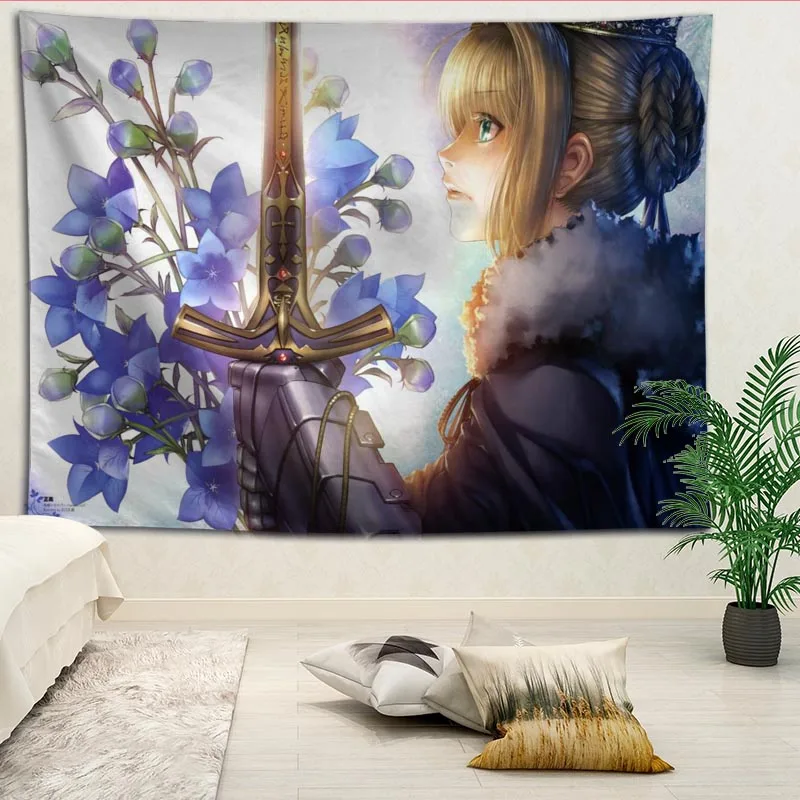 

Custom Fate Stay Night Printed Tapestries Beach Towel Yoga Mat Blanket Wall decoration Boho Decor Tapestry More Size