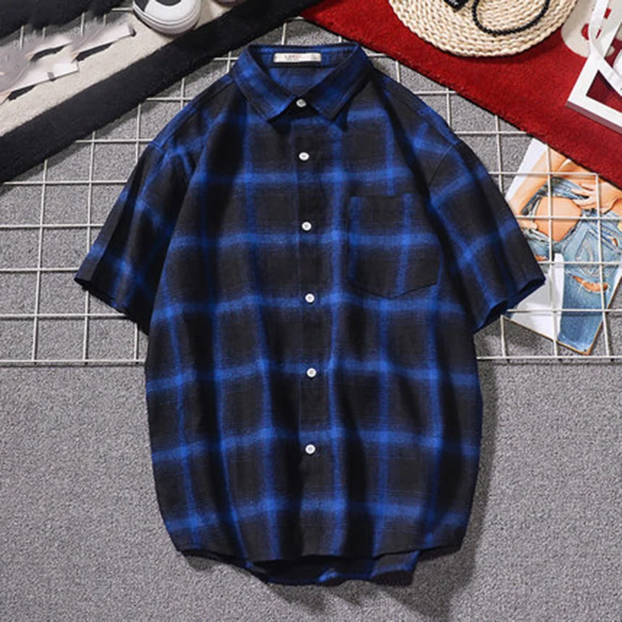 5XL клетчатые рубашки мужская повседневная рубашка с длинным рукавом в стиле хип