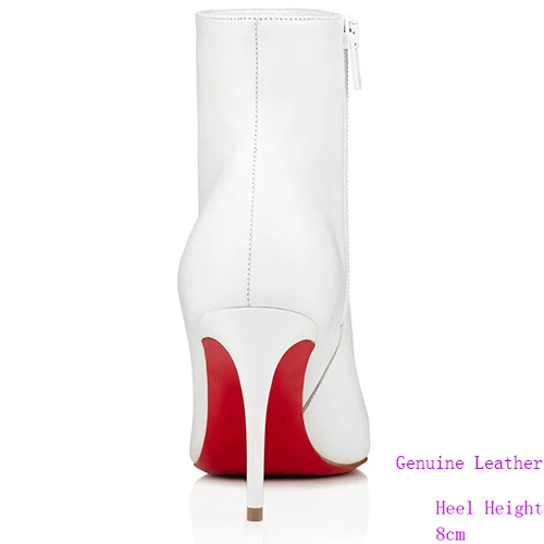 White 8cm So Kate Booty/100 мм туфли из лакированной кожи на тонком каблуке с красной подошвой и острым носком ботильоны женские модельные черные и белые размера плюс 46 - Цвет: White 8cm