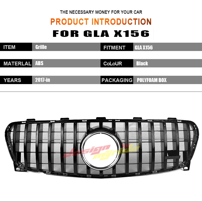 Fits For MercedesMB GLA-Class X156 Sports grille grill GT R black GLA200 GLA250 GLA45AMG look Front grills without sign 2017-in |