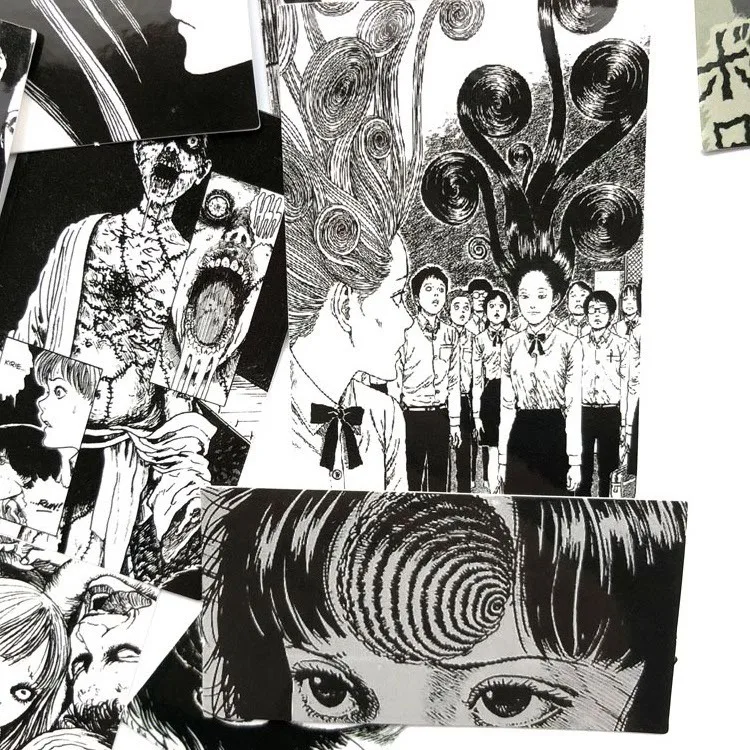 

10 PCS Horror Comic Fujiang Black and White Thriller Horror Style Toy Sticker Luggage Trolley Laptop Sticker Doodle Sticker