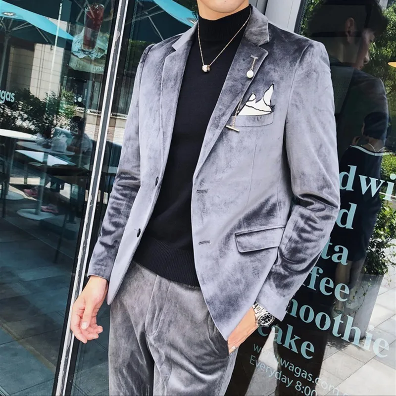 (Пиджак + брюки) роскошный бархатный костюм мужской Mariage Homme 2019 деловой