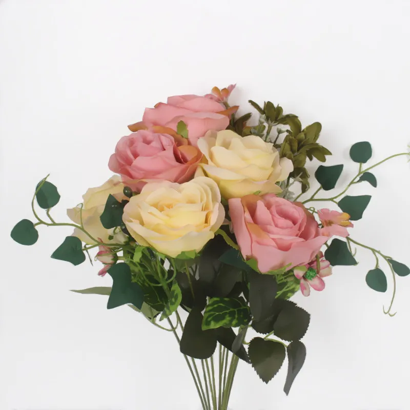 Искусственный Французский цветочный букет из роз JAROWN композиция шелковых цветов