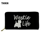 Длинный кошелек THIKIN из искусственной кожи для мужчин и женщин, брендовый дизайнерский черный бумажник с принтом West Highland White Terrier, кредитные карты