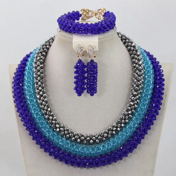 Великолепные серебряные/синие Африканские свадебные массивные комплекты