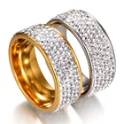 Обручальные кольца Стразы в стиле хип-хоп с блестками золотого цвета кольца из титановой нержавеющей стали для мужчин и женщин оптовая продажа ювелирных изделий