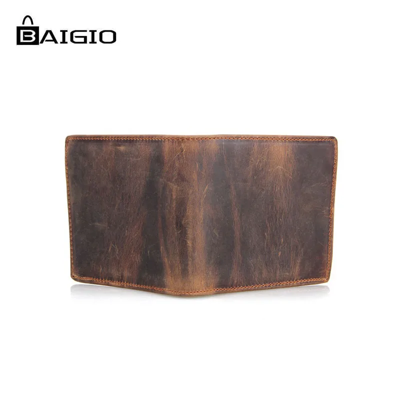 Baigio Men's Vintage Genuine Cow Hide Leather Wallets Slim Money Clip Billfold For Men Retro Style Purse Best Designer | Багаж и сумки
