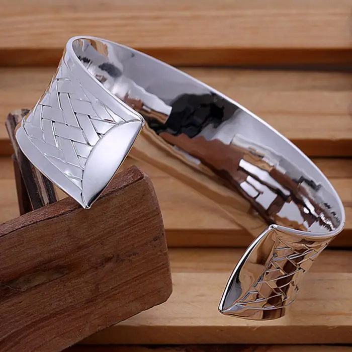 silver plated bangle bracelet 925 jewelry fashion Finished Weaved Bangle tvh dcw | Украшения и аксессуары