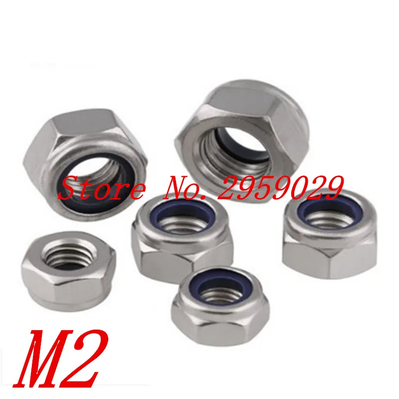 

500pcs/lot DIN985 M2 Stainless Steel A2 Nylon Lock Nut