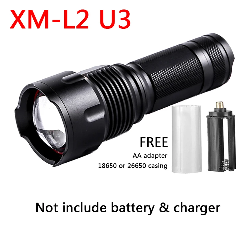 Litwod Z401006 CREE XHP70 XHP50 XM-L2 U3 XM-L T6 Мощность Фул светодиодный фонарик Фонарь Мощность 26650 18650 14500 AA с возможностью зарядки аккумулятора - Испускаемый цвет: XM-L2 U3