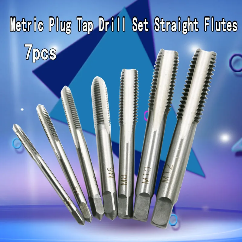 

7 PCS/Set HSS M3 M4 M5 M6 M8 M10 M12 Straight Fluted Screw Tap Metric Hand Tap