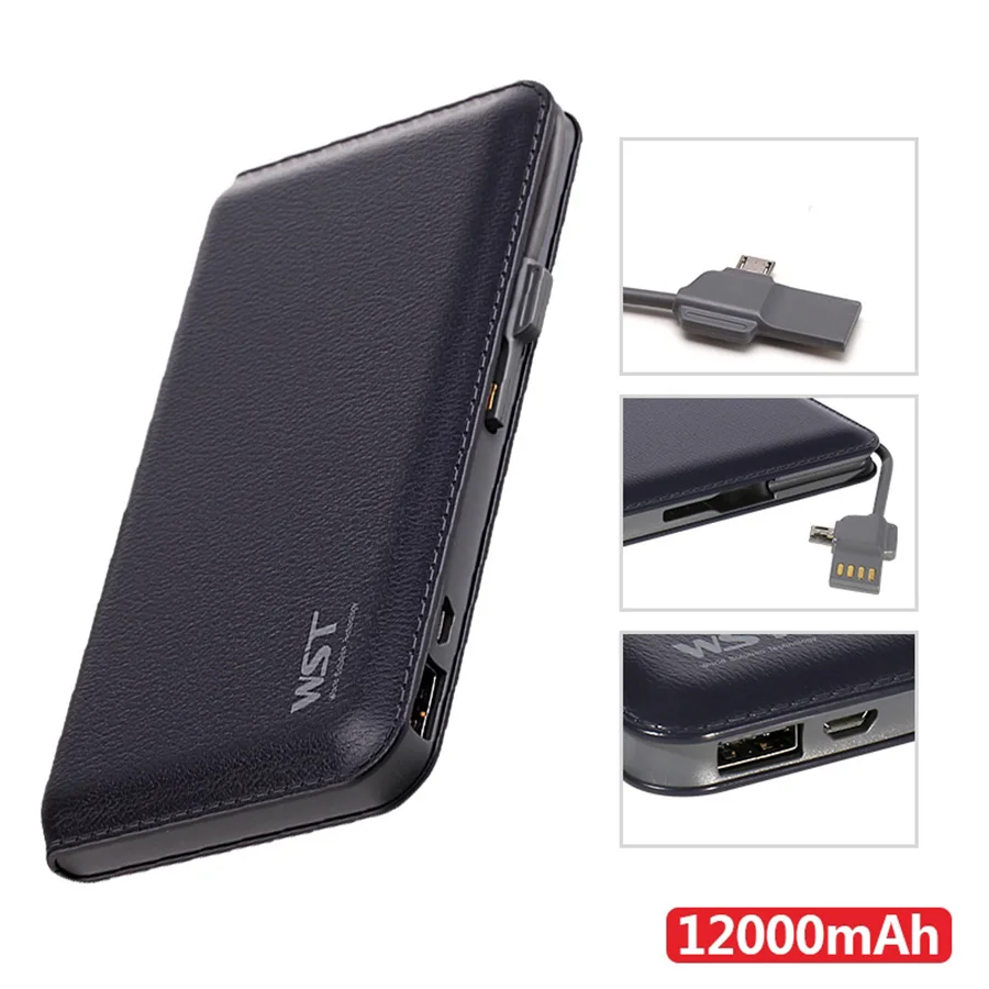 WST 12000mAh портативный мобильный внешний аккумулятор для телефона Powerbank iPhone Samsung Phone
