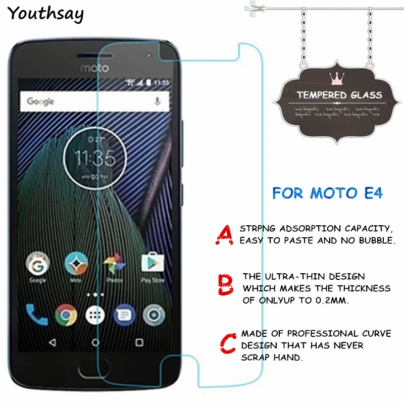 Protector de pantalla para Motorola Moto E4, vidrio templado para Motorola Moto E4, pel&iacute;cula protectora Youthsay, 2 uds.-0