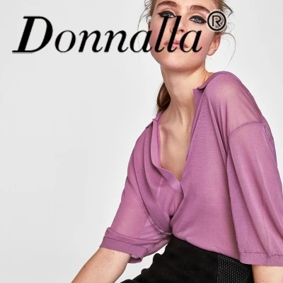 Donnalla Women Shirts Fasion Casual Half Sleeve V-Neck Collar Summer Shirt New |