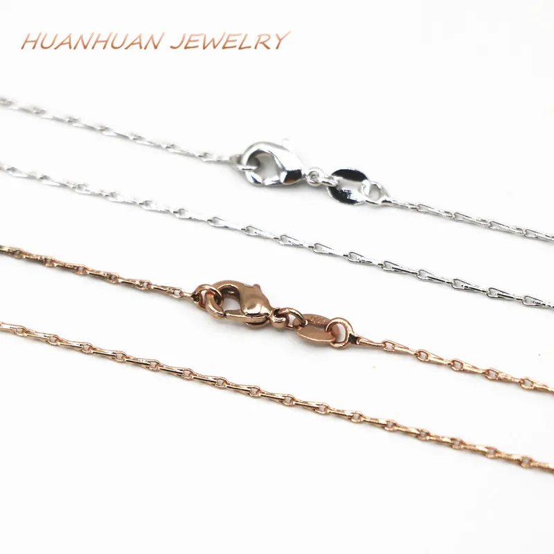 Charms 1mm Copper Stainless Steel Link Choker Necklace Fashion Statement Women Chains Necklaces Collar Gift Jewelry 18inch B3381