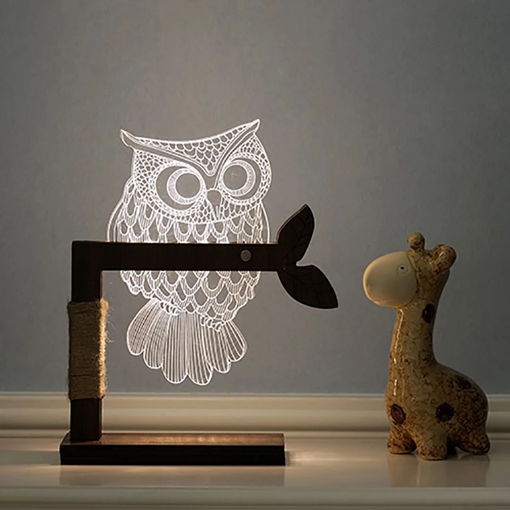 3D USB Powered LED Animal Owl Dimmable Night Light Bedroom Table Decor Lamp Gift | Освещение