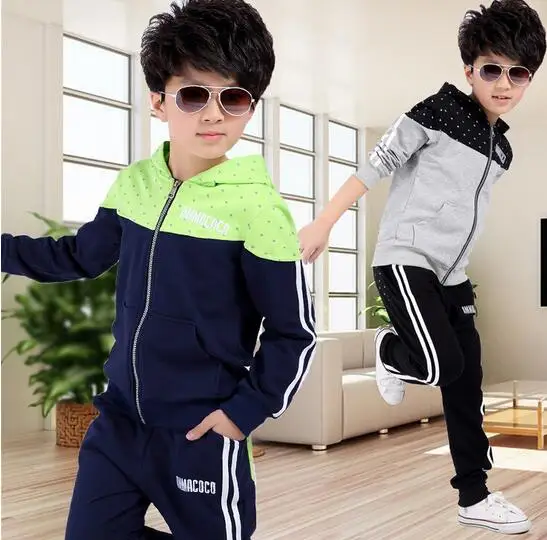 New spring autumn kids clothes sets children casual 2 pcs suit jackets hoodies+pants baby set boys sport outwear 4-12 years |