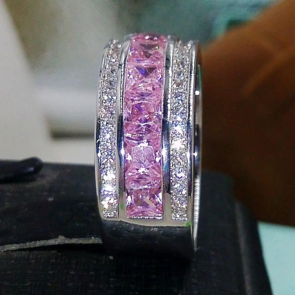 Женское винтажное обручальное кольцо с белым и золотым покрытием 10kt розового