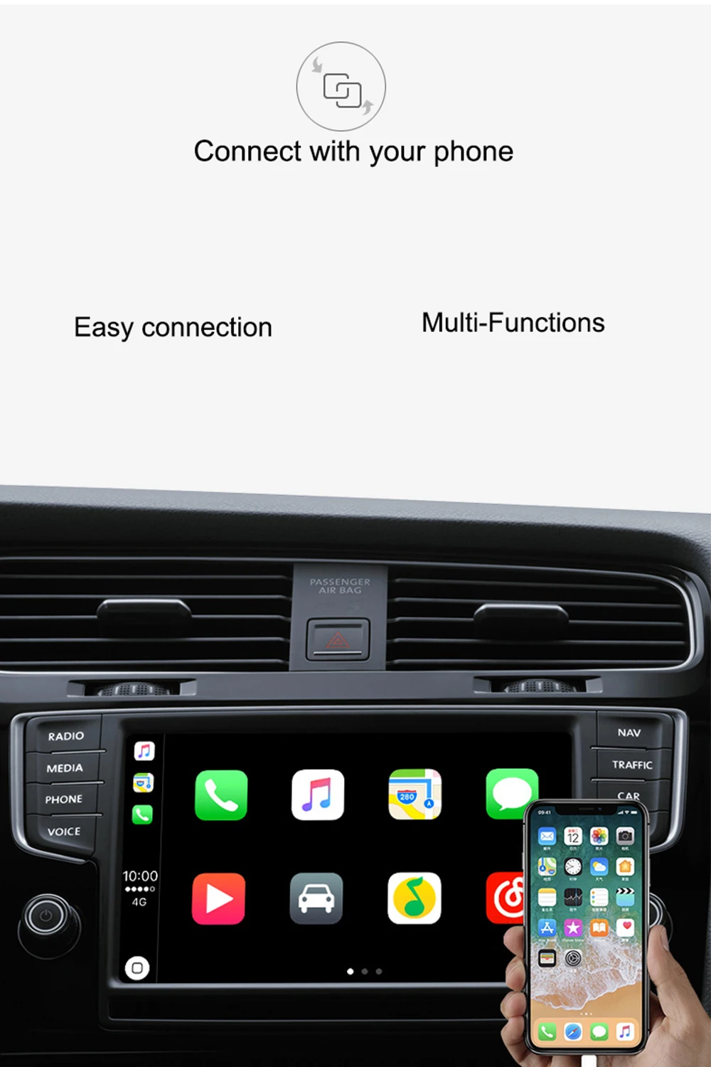 Smart Link USB Bluetooth ключ автомобильный навигационный плеер черный Carplay для Apple iOS CarPlay Android автомобильный плеер Автомобильный Стайлинг