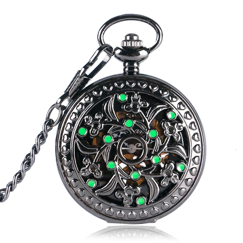 Мужские и женские карманные часы механические с цепочкой подвеской цветочным