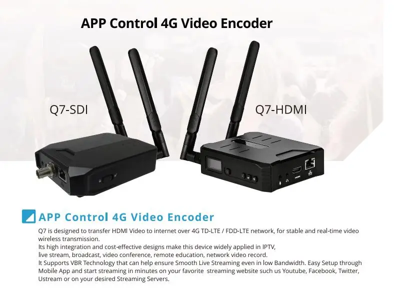 Mine Q7 видео кодировщик 4G LTE HDMI кодировщик беспроводной RTMP IP живое потоковое кодировщик поддержка 4G/Wifi/Ethernet