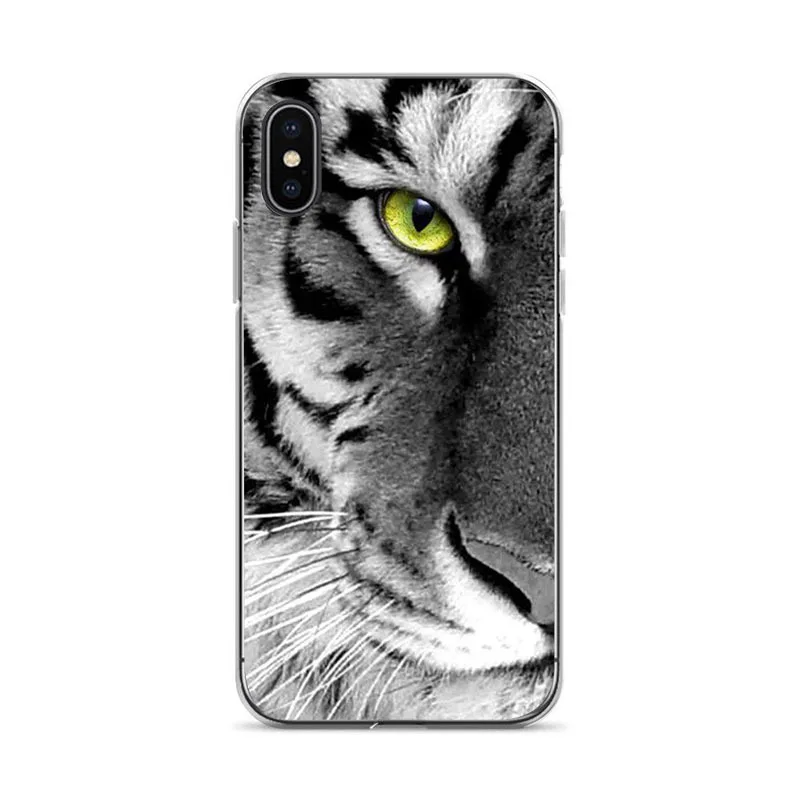 Чехол для iphone X 8 Plus 7 6 S 5s SE Cool Tiger Cat Dog мультфильм окрашенный силиконовый чехол