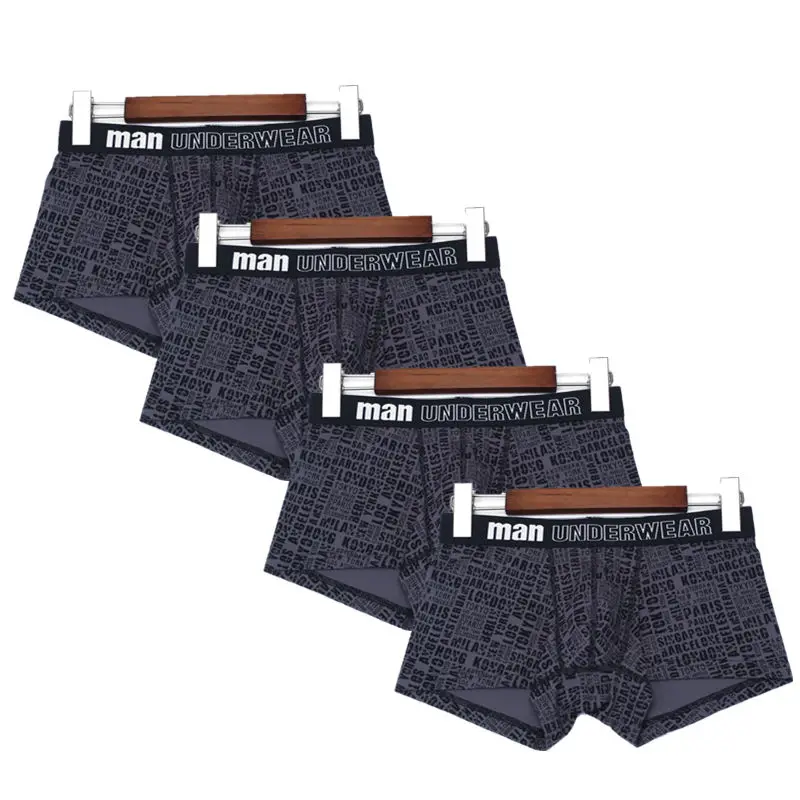 4 шт., мужские хлопковые трусы, мужское нижнее белье, боксеры, hombre cueca, трусы, шорты для мужчин, сексуальные, зимние, с принтом, мужские боксеры, M-3XL - Цвет: Слоновая кость