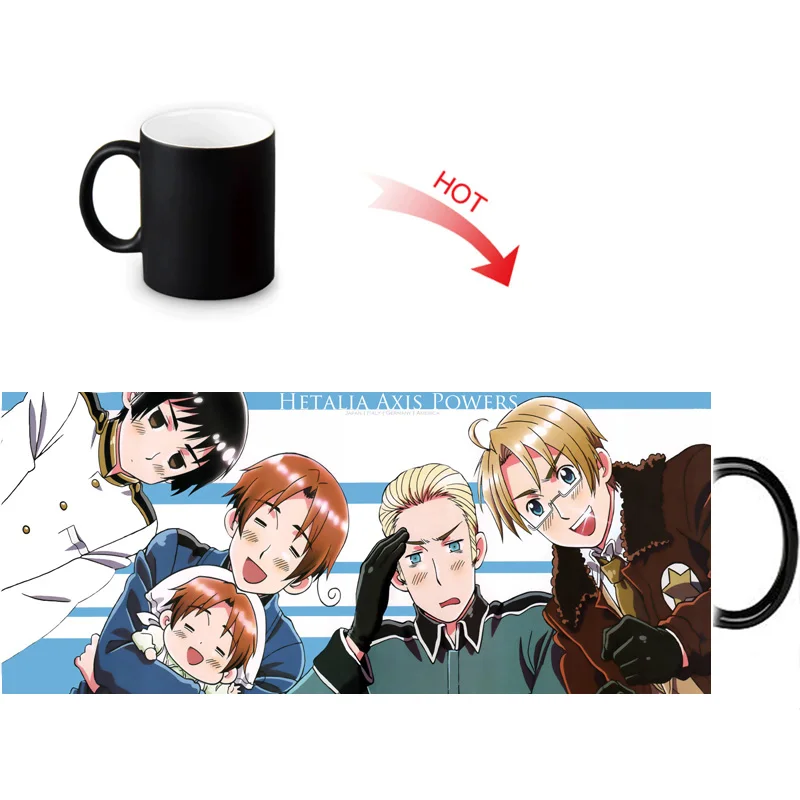 Axis Powers Hetalia Горячие реактивные чувствительные кружки черно белые Меняющие цвет