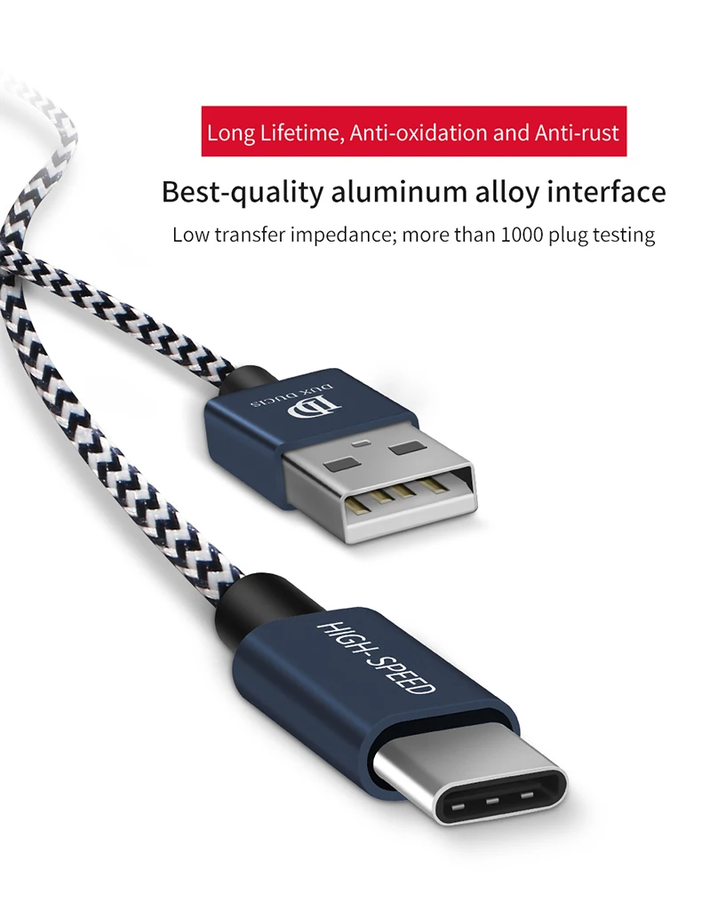 DUX DUCIS 2 шт. USB C кабель длинный и короткий провод для быстрого заряда usb type C кабель для huawei P20 P10 samsung Xiaomi Phone 1 м 0,2 м