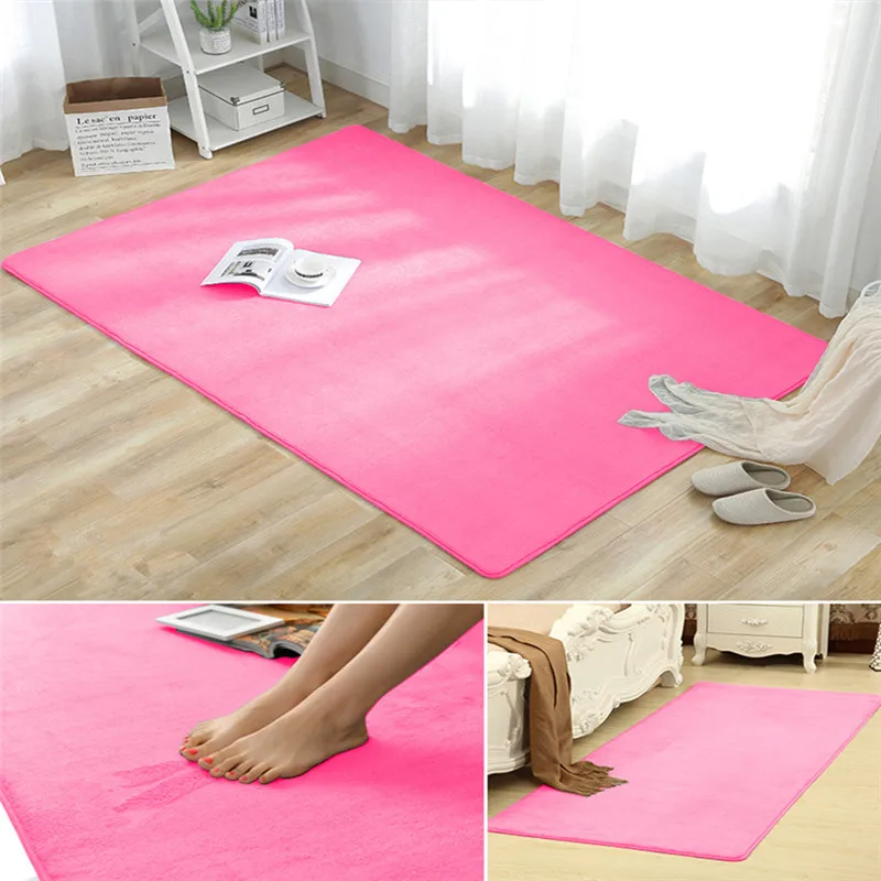 

Thickened coral velvet plain carpet non-slip rug living room pad coffee table blanket bedroom cushion bedside yoga mat