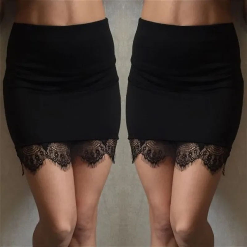 

New Arrival Women Ladies Casual High Waist Skirts A-Line Bodycon Sexy Tight Stretch Female Pencil Mini Short Lace Skirt