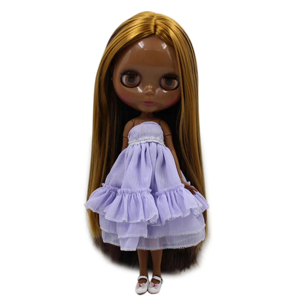 Кукла Blyth BL1465 от ICY DBS с темным оттенком кожи модный смешанный цвет прямые волосы