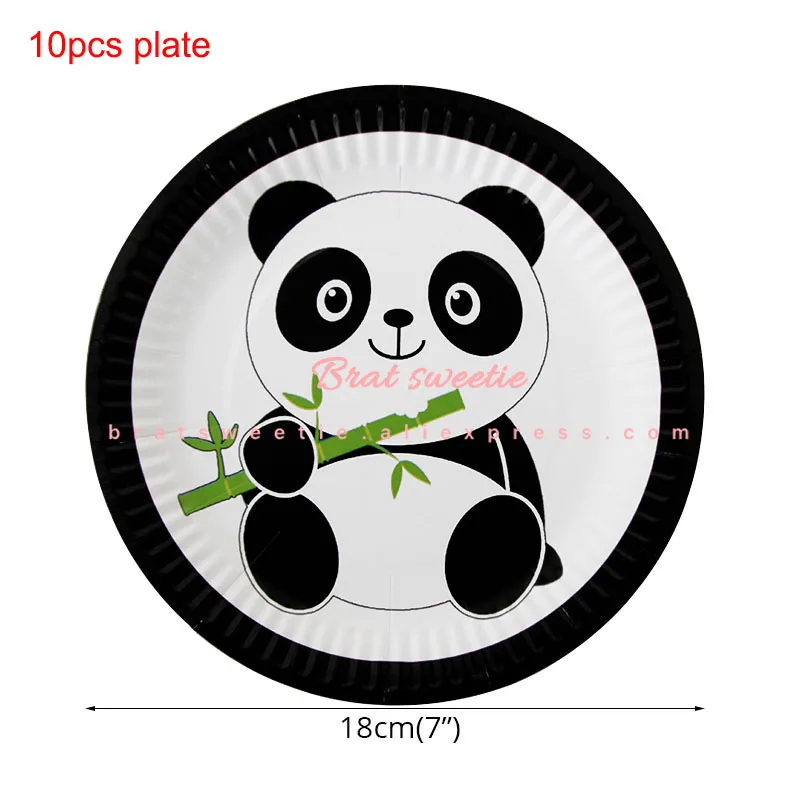 Panda plate Вечерние Декорации в джунглях, мультяшная панда, набор одноразовой посуды, обеденная тарелка, скатерть для детей, мальчиков, с днем рождения, принадлежности для вечеринок - Цвет: Panda plate
