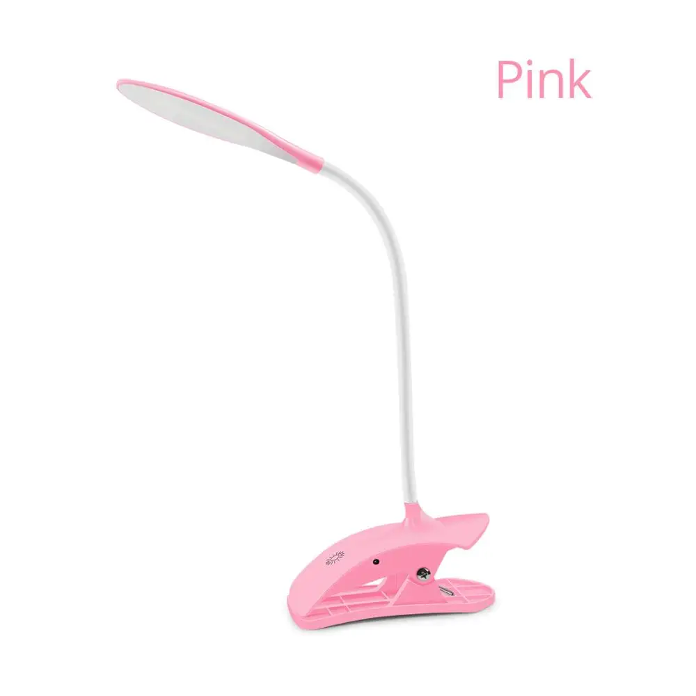 Розовый 3 режима яркости затемняемая Светодиодная лампа для чтения USB светодиодный настольная лампа сенсорный датчик переключатель для учебы лампа для чтения с зажимом подставка - Испускаемый цвет: Розовый