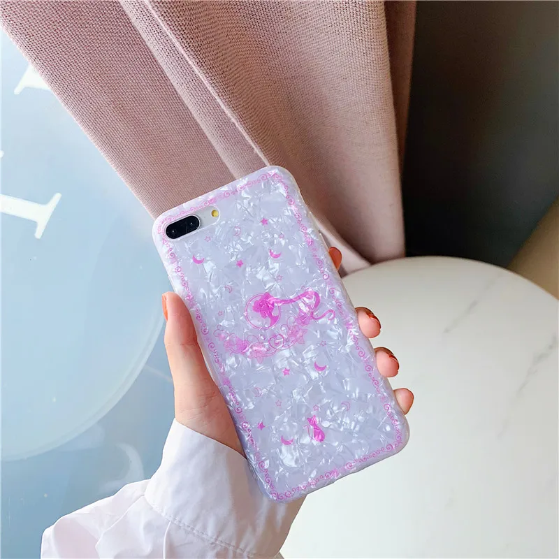 Чехол из мягкого силикона Cartoon Flower Sailor Moon Pretty Girl Glitter Star для iPhone X XS MAX XR 6 6S 7 8 Plus.