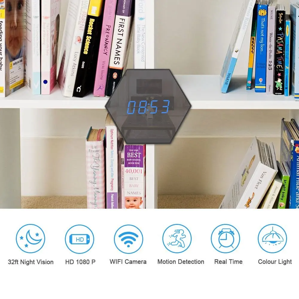 Беспроводная мини камера Wifi часы HD 1080P умные зеркальные IP ночное видение