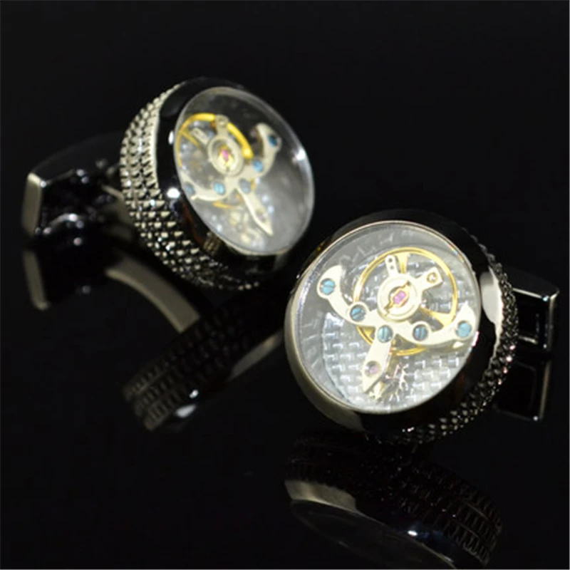 

jewelry shirt cufflink for mens 4 colour cuff button watch Mechanical movement cuff link high quality Tourbillon Free Shipping