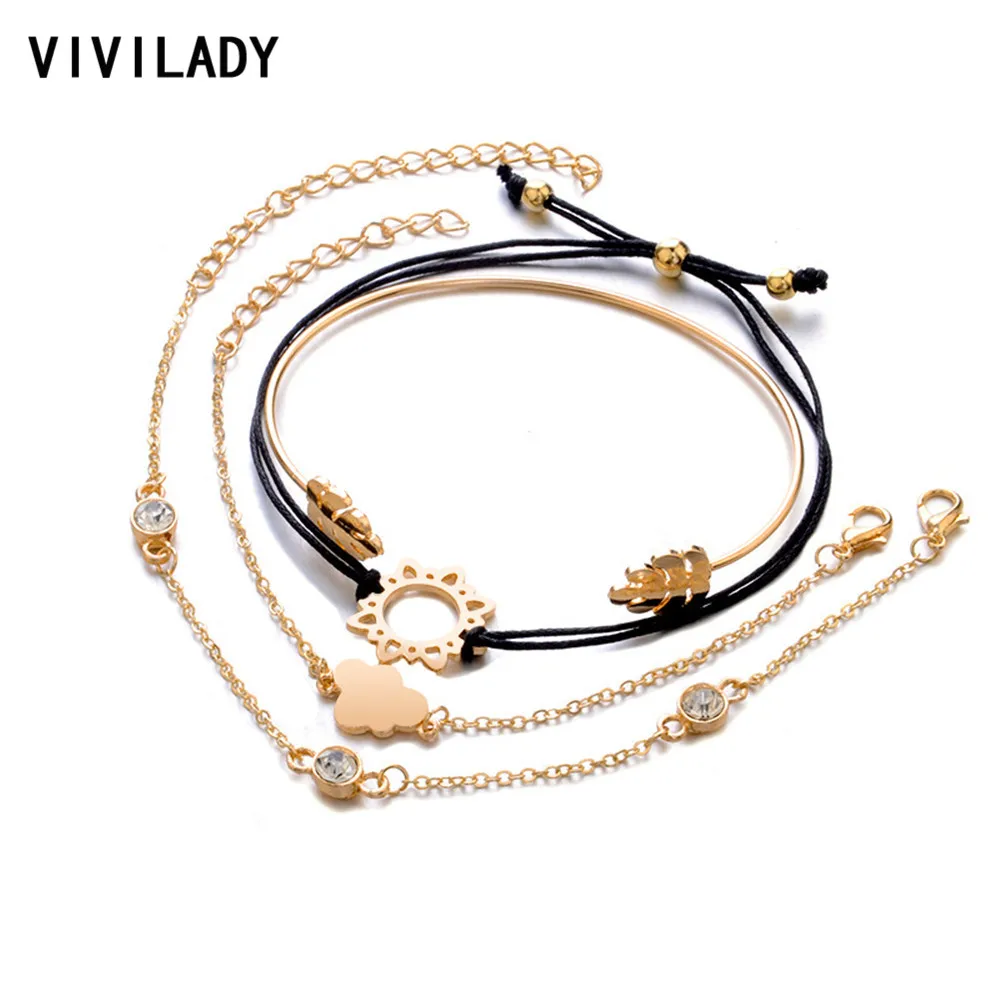 VIVILADY 2019 Симпатичные 4 шт. женские очаровательные браслеты простой