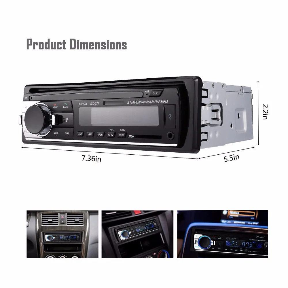 Автомобильная стереомагнитола Rhythm 1 din аудиоприемник Bluetooth In Dash FM Aux SD USB MP3 радио