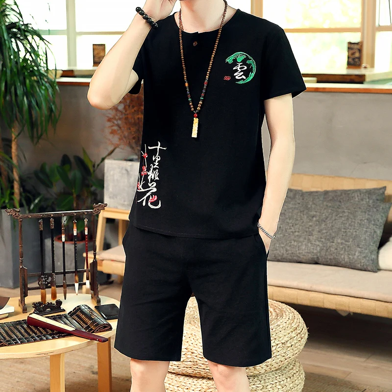 2019 комплект из двух предметов Мужская футболка с коротким рукавом укороченный